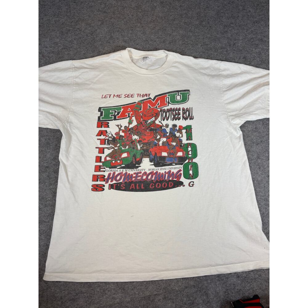 VINTAGE 90s FAMU Rattlers Shirt Mens XL White Graphic NCAA HBCU  Collegiate